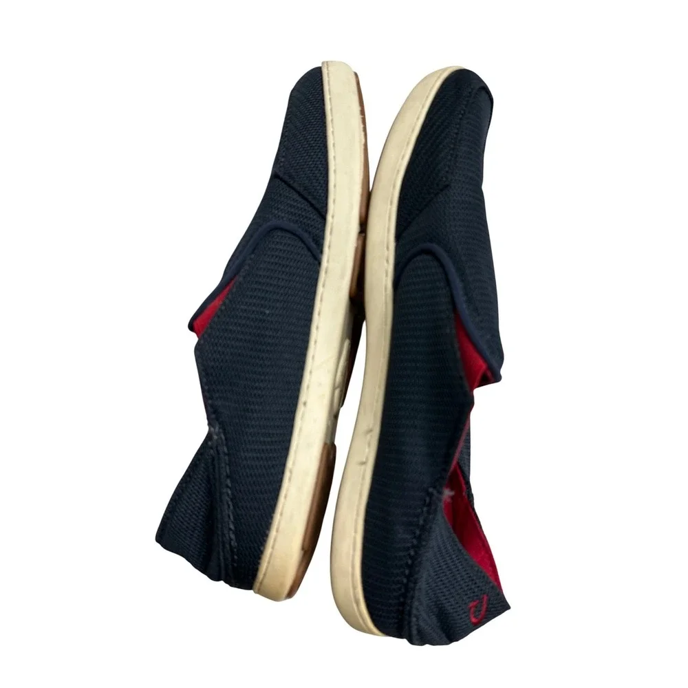 OluKai Nohea Mesh Mens Slip On Shoes Navy Blue Red‎ Loafers Drop In Heel